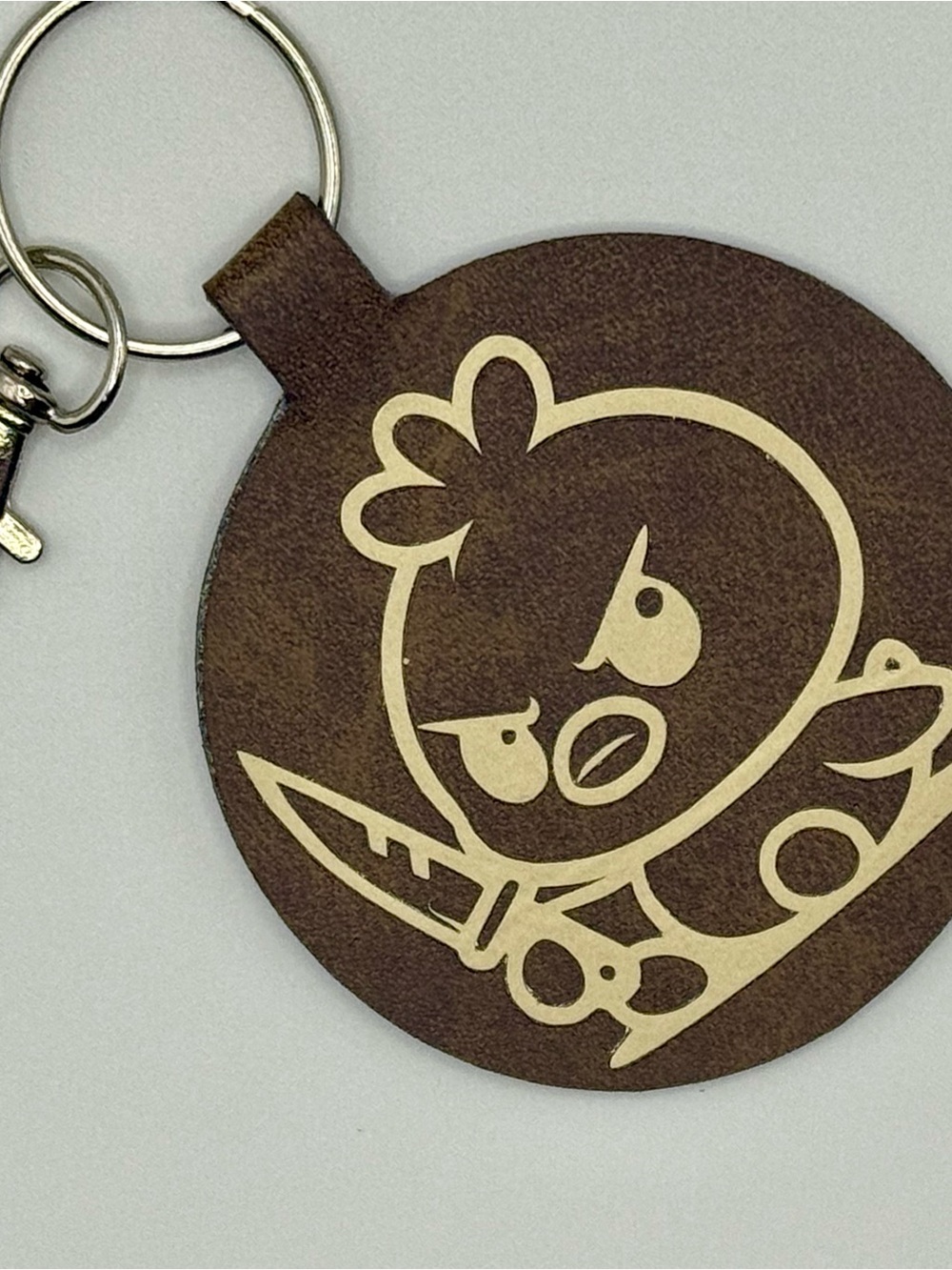 Faux leather Chick Keychain - Brown